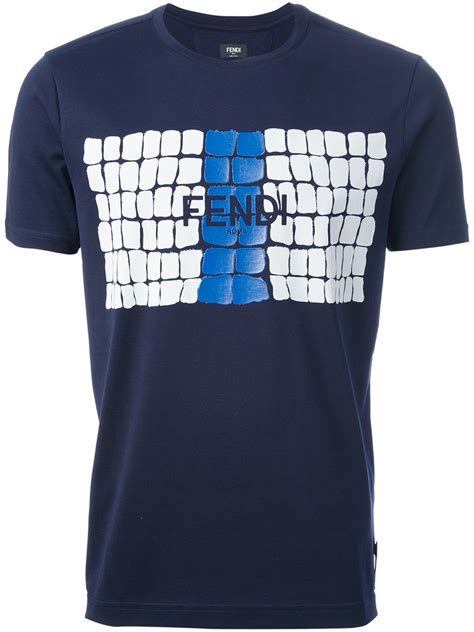 fendi t shirt mens blue|Fendi men's printed t shirts.